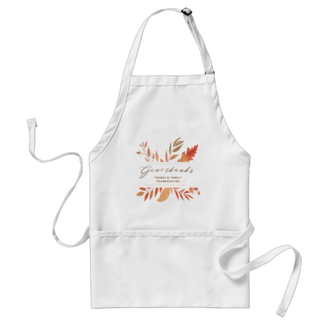 Give Thanks Fall Leaves Thanksgiving Cooking Standard Apron (Front)
