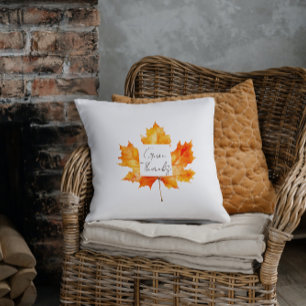 Give Thanks Fall Leaves Thanksgiving Cushion
