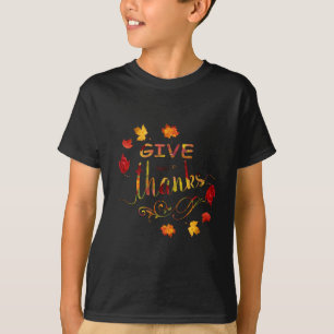 Give Thanks Fall Rustic Thanksgiving Monogram T-Shirt