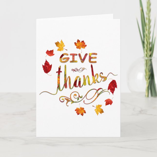 Give Thanks Fall Rustic Thanksgiving Monogram Thank You Card (Front)