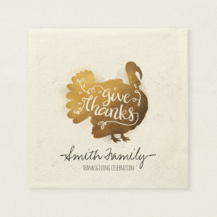 Give Thanks. Family Thanksgiving Celebration. Napkin