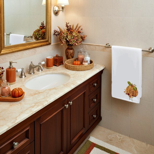 Give Thanks floral pumpkin Hand Towel (Creator Uploaded)