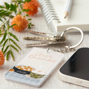 Give Thanks For Cosy Evenings Autumn Treats Key Ring