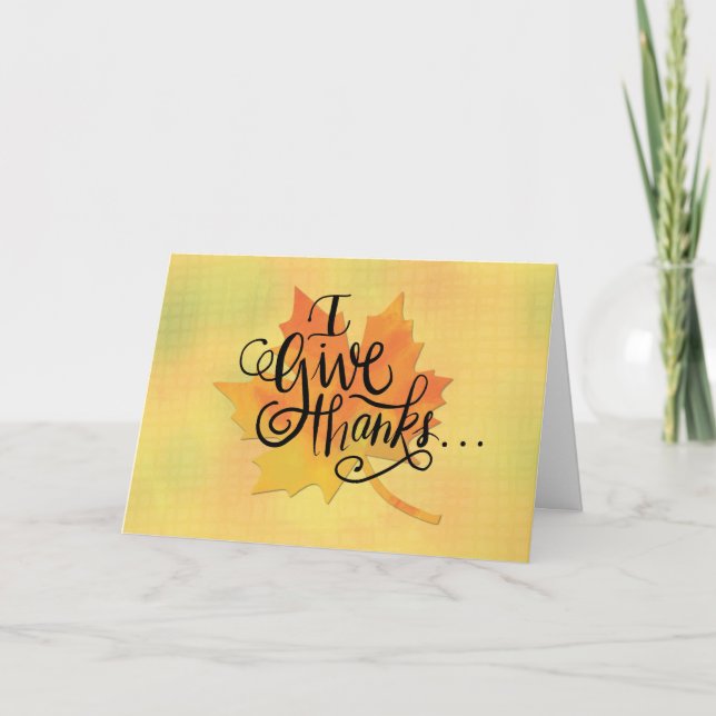 Give Thanks for Friends at Thanksgiving Maple Leaf Card (Front)
