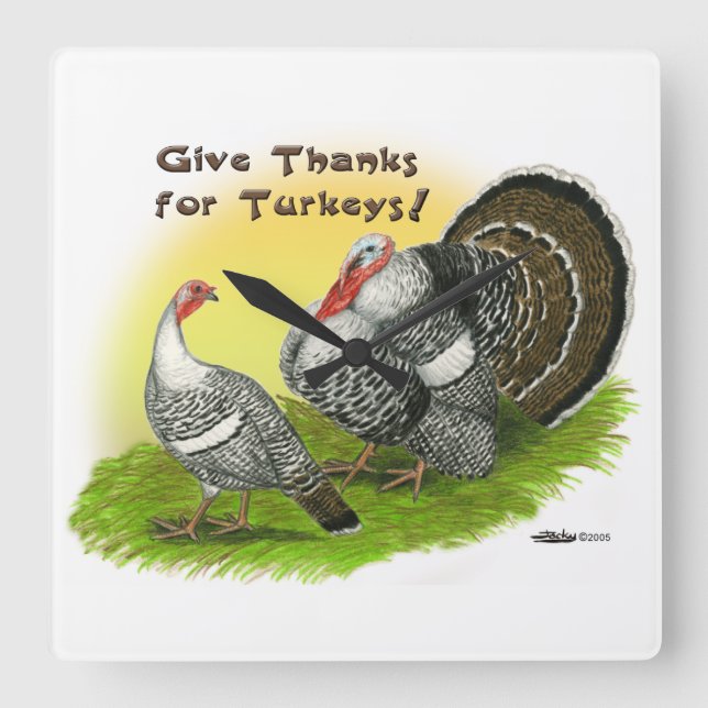 Give Thanks For Turkeys! Square Wall Clock (Front)