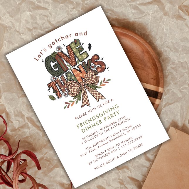 Give Thanks Friendsgiving Thanksgiving Dinner  Invitation (Creator Uploaded)
