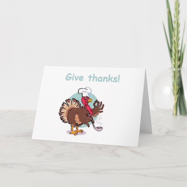 Give thanks funny turkey thanksgiving holiday card (Front)