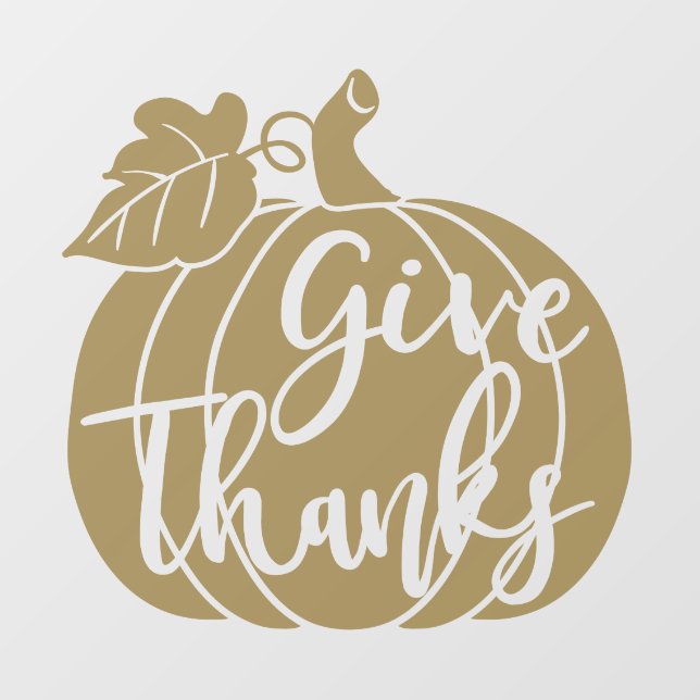 Give Thanks, Gold Pumpkin © GraphicLoveShop Window Cling (Sheet)