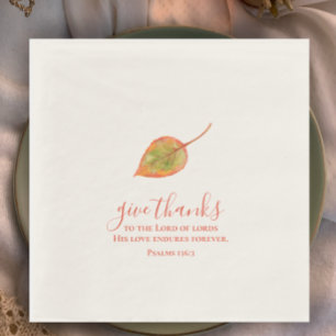 Give Thanks hand painted minimalistic watercolor Napkin