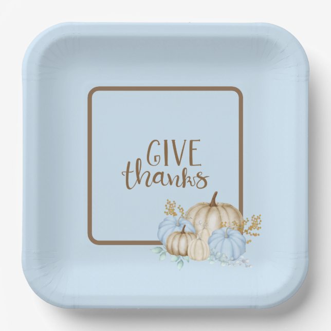 Give thanks happy thanks giving Paper Plate (Front)