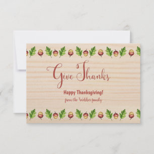 Give Thanks Happy Thanksgiving Acorns Custom Card