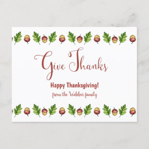 Give Thanks Happy Thanksgiving Customisable Postcard