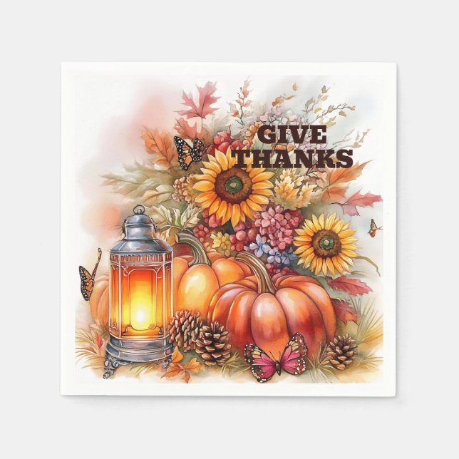 Give Thanks – Lantern Glow  Napkin (Front)