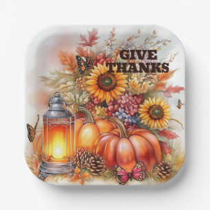 Give Thanks – Lantern Glow Paper Plate