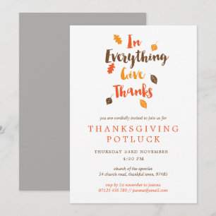 Give Thanks Leaves Thanksgiving Potluck Invitation