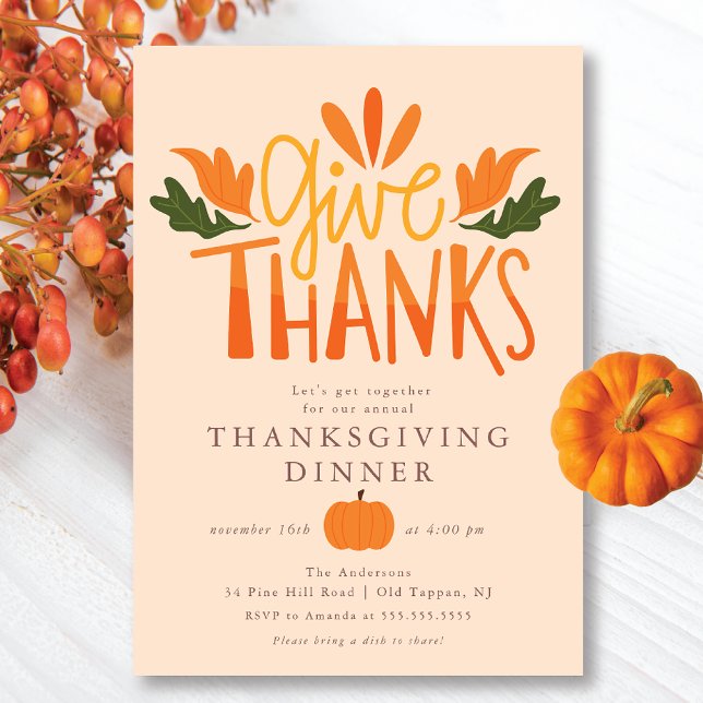 Give Thanks Modern Thanksgiving  Invitation (Creator Uploaded)