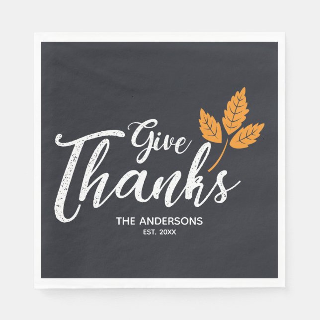 Give Thanks. Modern Thanksgiving. Napkin (Front)