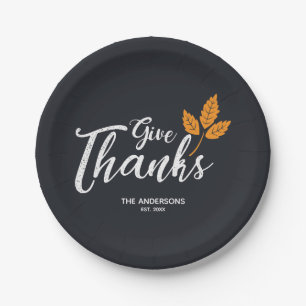 Give Thanks. Modern Thanksgiving. Paper Plate