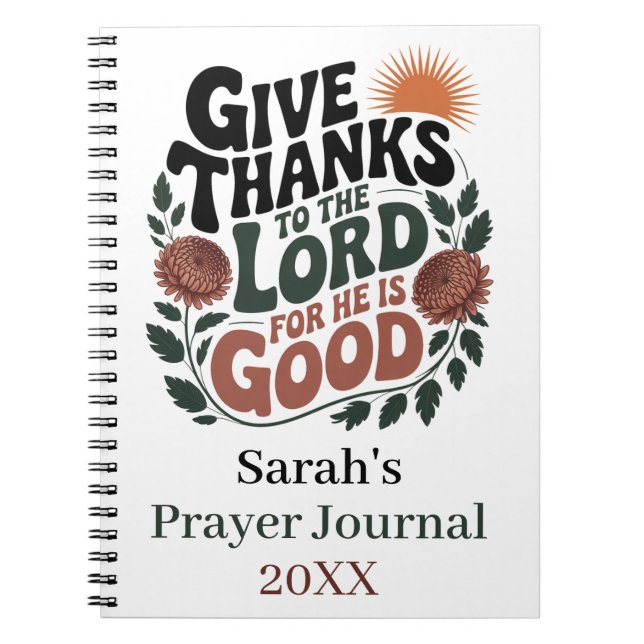 Give Thanks - Personalised Christian Journal (Front)