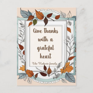 Give thanks. Personalised, Thanksgiving Holiday Postcard