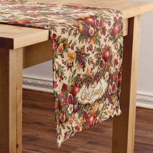 Give Thanks Pomegranate Heirloom Thanksgiving Short Table Runner