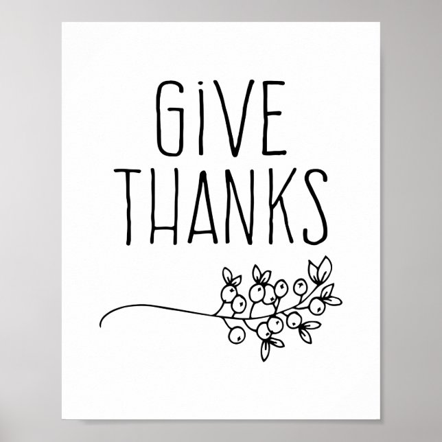 Give Thanks Poster Thanksgiving Inspirational Art (Front)