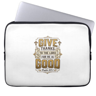 Give Thanks Psalm 107 Vintage Christian Shirt Laptop Sleeve