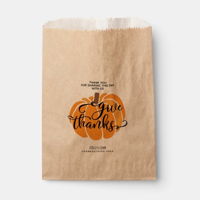 Give Thanks Pumpkin Favour Bags (Front)