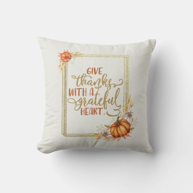 Give Thanks Pumpkin Frame Cushion (Front)