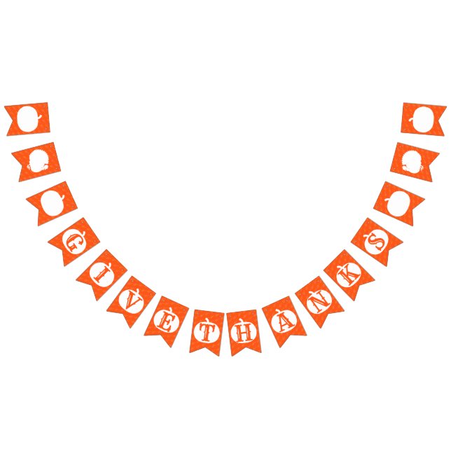 Give Thanks Pumpkin Orange Patterned Thanksgiving  Bunting (All)