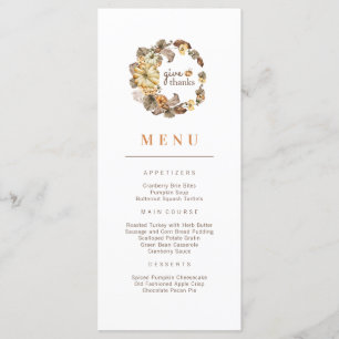 Give Thanks Pumpkin Wreath Thanksgiving Menu