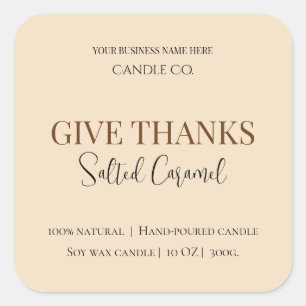 Give Thanks Salted Caramel Candle Label