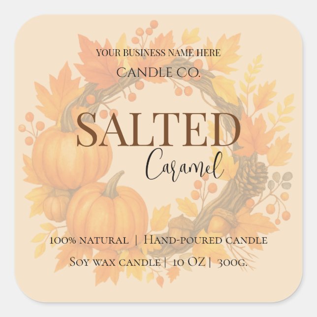 Give Thanks Salted Caramel Candle Label (Front)
