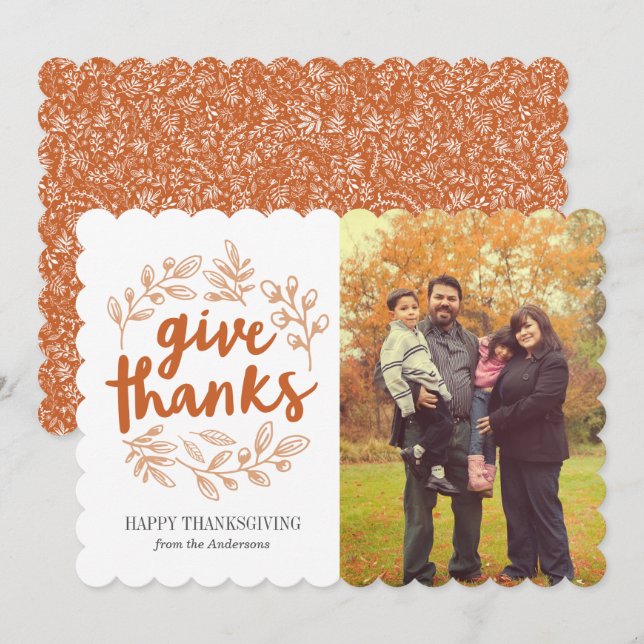 Give Thanks Script Photo Card (Front/Back)