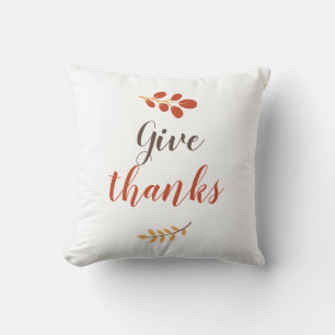 Give Thanks Script Thanksgiving Fall Autumn Simple Cushion