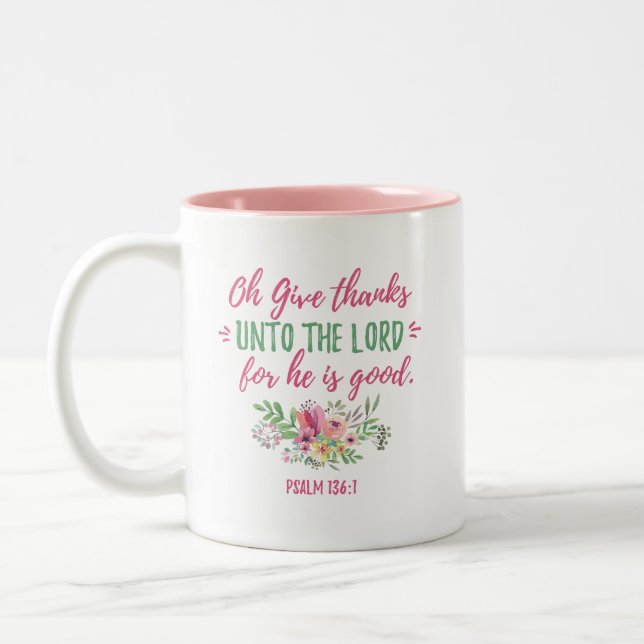 "Give Thanks" Scripture Coffee Mug (Left)