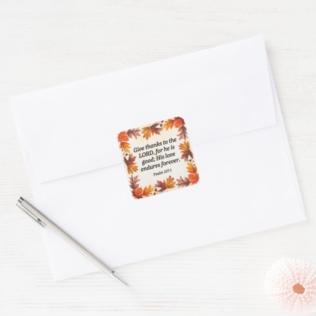 Give Thanks Square Sticker (Envelope)