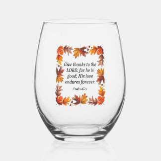 Give Thanks Stemless Wine Glass