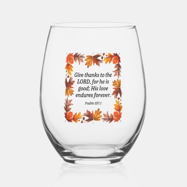 Give Thanks Stemless Wine Glass (Front)