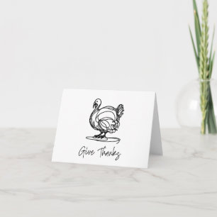 "Give Thanks” Thanksgiving Card Live Turkey