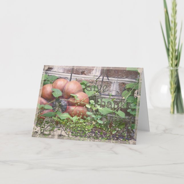 "Give Thanks" Thanksgiving Day Holiday Card (Front)