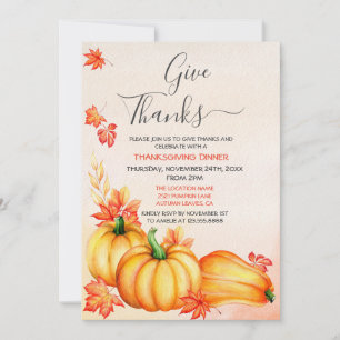 Give Thanks   Thanksgiving Dinner Invitation