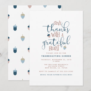 Give Thanks Thanksgiving Dinner Invitation