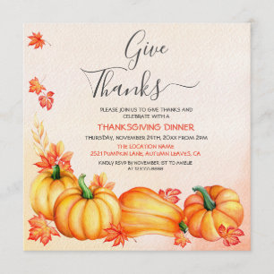 Give Thanks   Thanksgiving Dinner Invitation