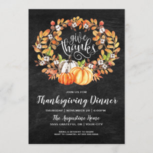 Give Thanks Thanksgiving Dinner Invitation
