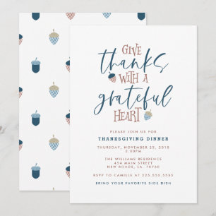 Give Thanks Thanksgiving Dinner Invitation
