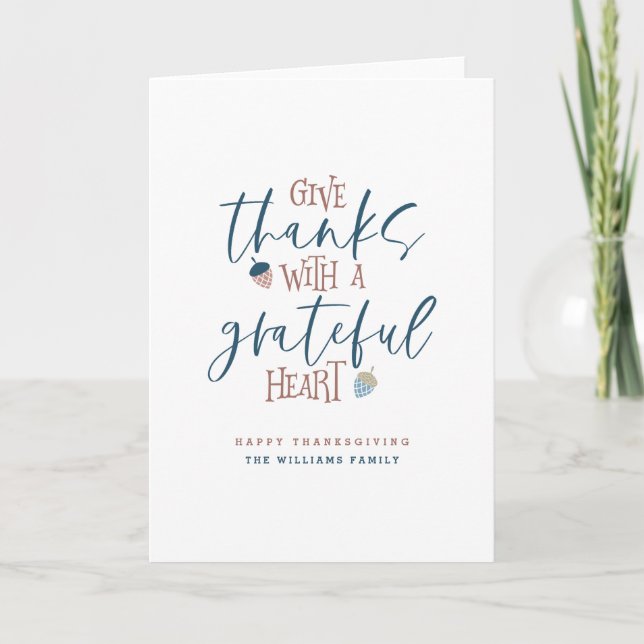 Give Thanks Thanksgiving Holiday Card (Front)