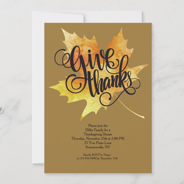Give Thanks Thanksgiving Invitation (Front)