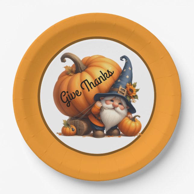 Give Thanks Thanksgiving Paper Plate (Front)