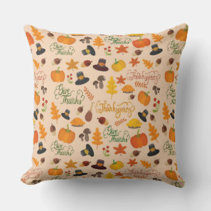 Give Thanks Thanksgiving Pattern Cushion